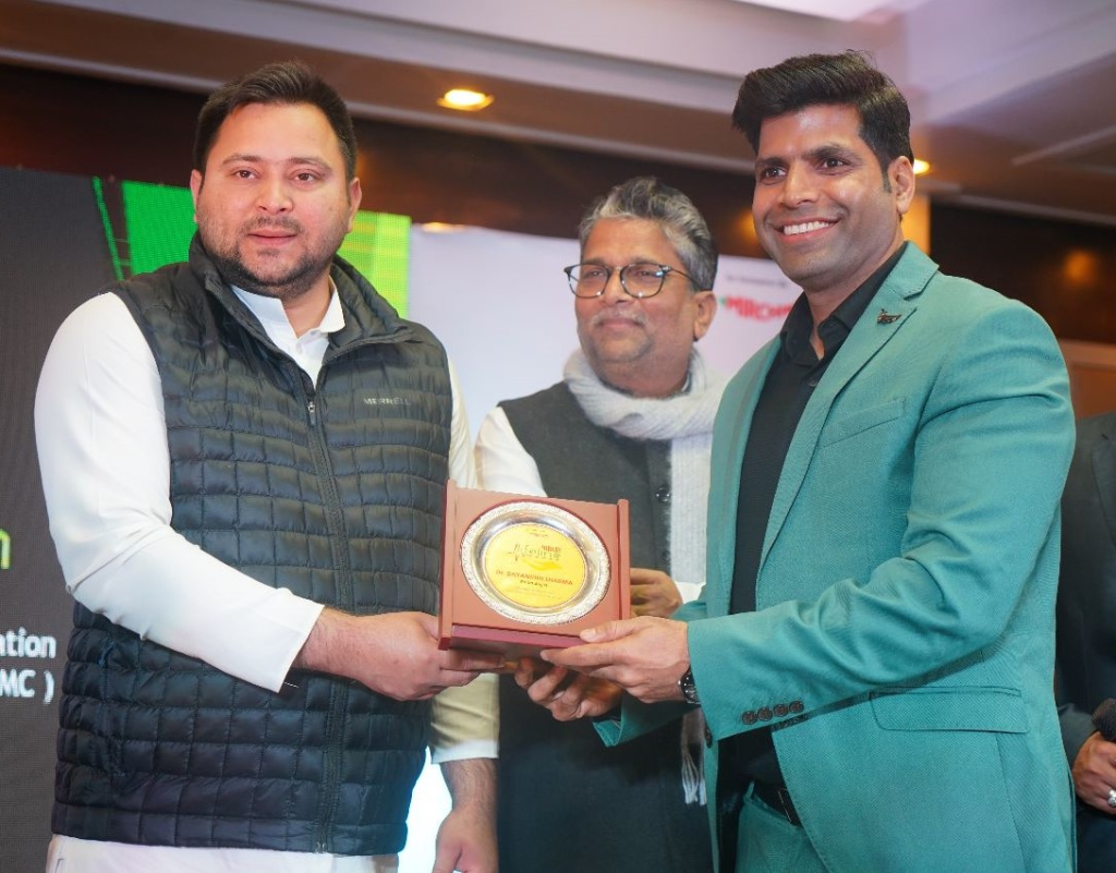 Dr. Dayandhi was felicitated by Tejaswi